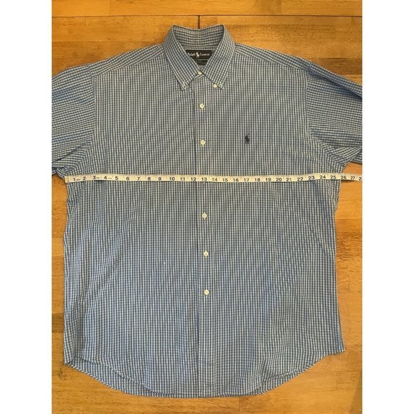 RALPH LAUREN Button Down‎ Shirt - Blake - Size L Men’s  Blue And White Check - Picture 4 of 5
